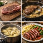 Sticky Pepper Steak with Crispy Potato Bites